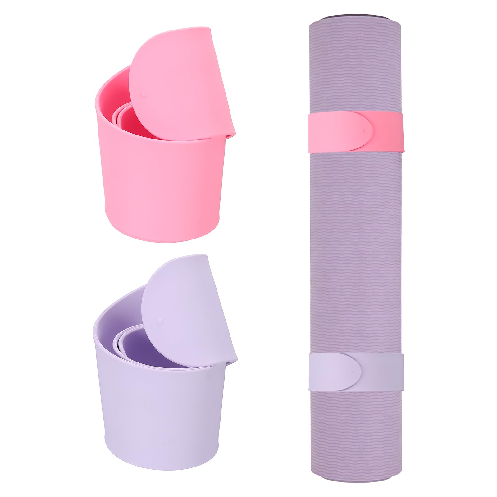 YELARXI 2Pcs Yoga Mat Strap Slap Band, One Snap Yoga for Keep Mats Tightly Rolled Adjustable Exercise Mat Sling Holder - Fitting for (Women Pilates/Gym Workout), Light Purple/Pink