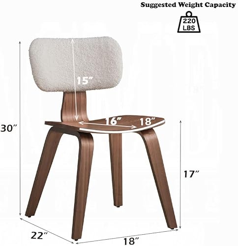 Miniatura 3 de Juego de 2 sillas de comedor para mesa de habitación y sillas de asiento de cocina, respaldo curvado moderno, diseño ergonómico, muebles de madera