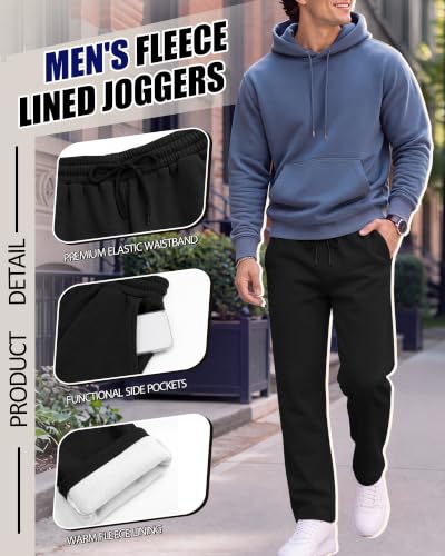Stay Warm and Stylish with Men's Fleece Lined Sweatpants Featuring Convenient Pockets - Image 2