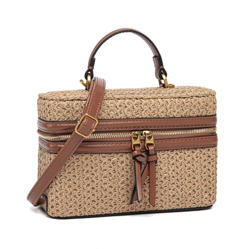 Classic Straw Satchel Crossbody Purse For Women, Chic Mini Box Purses and Handbags, Women Beach Bag And Top Handle Bags