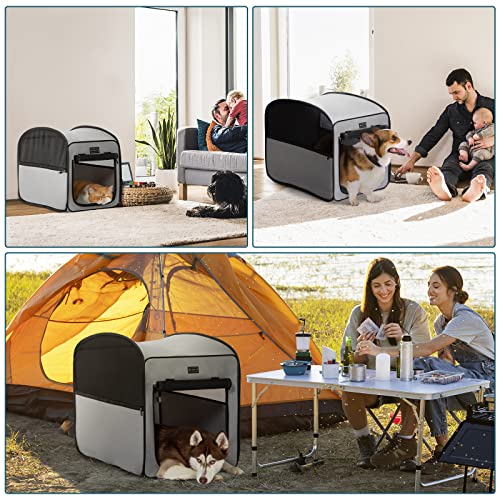 Petsfit Hundebox faltbar Pop-up-Design, Faltbare Hundebox für Zuhause Zimmerkennel Hund für große Hunde, Leichte tragbare Schlafbox für Büro,Wohnzimmer,Camping,Hotels