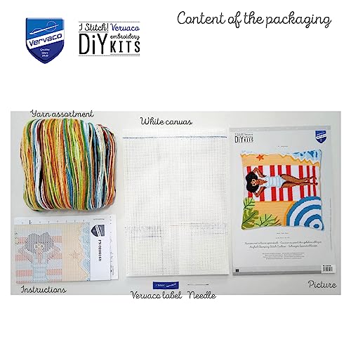 Canevas gobelin point lancé plage, la broderie facile sans stress