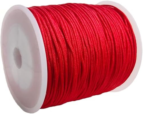 Miniatura 2 de Cordón de nailon de 0.031 in, hilo de ajuste para nudos chinos, collares, joyería, macramé, cuentas, pulseras de 110 yardas (rojo)