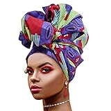 Novarena Long Kente Ankara African Print Headwraps for Women Hair Tie Scarf Turbans Dashiki Head...