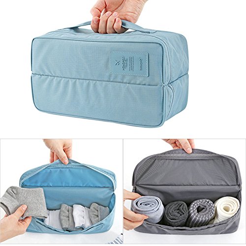 Preisvergleich Produktbild xiaoqingmiao Verpackung Cubes Travel Organisatoren Wasserdicht Multifunktionale Handtasche Unterwäsche BH tragbar Storage Bag Pouch blau