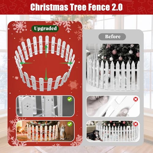 Weihnachtsbaum Zaun Schutz für Hunde & Kinder 28 Stück, Dekorativer Weißer Zaun als Effektiver Schutz, Dtabiles Gitter für den Weihnachtsbaum für Innen- und Außenbereich