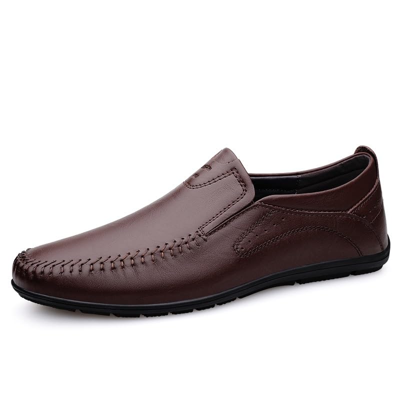 Loafers for Men Round Toe Leather Solid Color Loafer Shoes Comfortable Flexible Anti-Slip Classic Outdoor Slip-ons2
