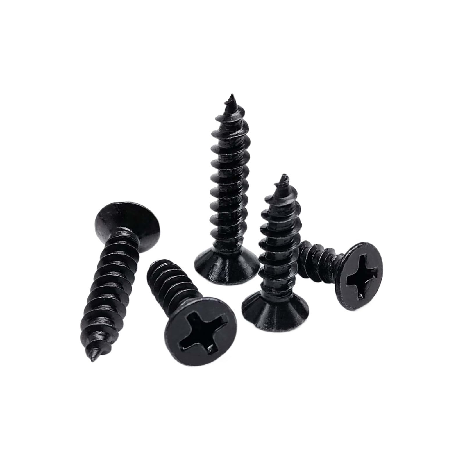 1 Kit de tornillos autorroscantes for madera de cabeza avellanada plana en cruz de acero negro, surtidos M1 M1.2 M1.4 M1.7 M2 M2.6M3 M4(Set D 2010pcs)