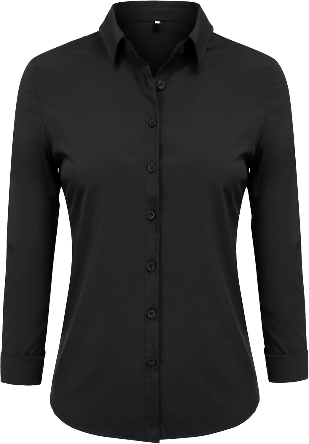 Women's Basic Button Down Shirts Long Sleeve Plus Size Simple Stretch Formal Casual Shirt Blouse - Image 7