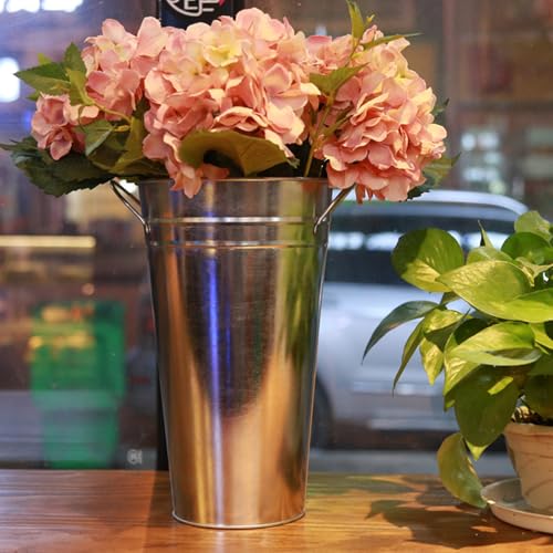 Vase en métal galvanisé argenté avec poignées pour bouquet de fleurs - 7