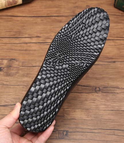 Santimon Men's Woven Leather Mules Slide Sandals, Slip-On Dress Casual Clogs Summer Shoes for Business, Comfortable and Stylish Open Back Slippers4