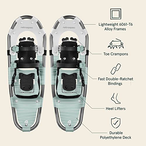 Image of Retrospec Drifter Snowshoes for Women & Men - Lightweight Aluminum Frame Snow Shoes with Double Ratchet Binding System, Heel Lifts & Carry Bag for All Terrain Hiking & Winter Sports