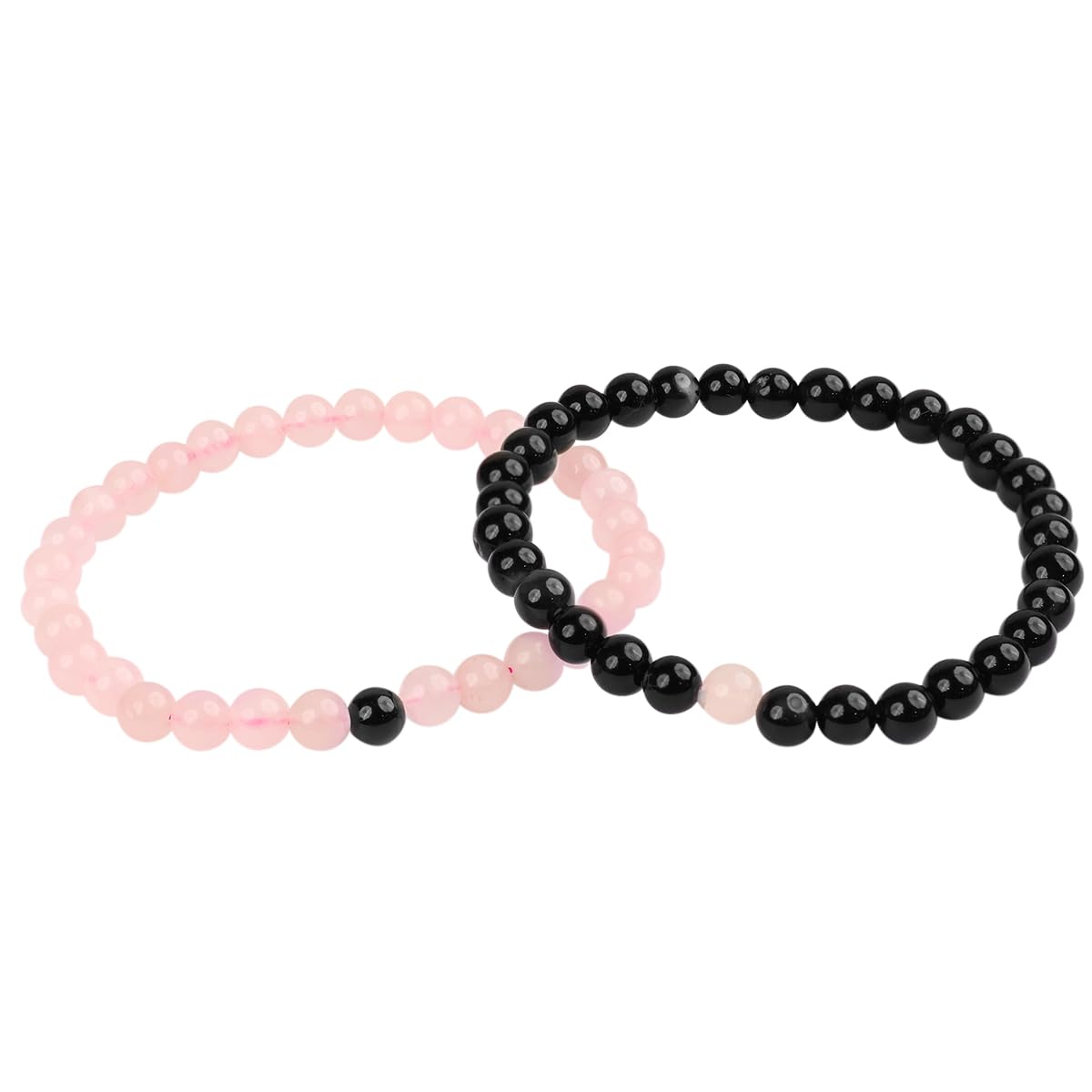9Dzine Rose Quartz & Onyx Crystal Stone Beads Bracelet (6mm) | Matching Couple Bracelet For Long Distance Relationships | Reiki Healing Crystal Bracelet for Men & Women| Gift For BestFriend, Valentine (B08M5PJMRL) Amazon Price History, Amazon Price Tracker