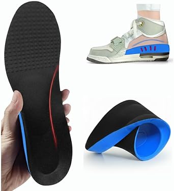 Arc Supported Insoles Soft Comfortable Heel Insoles with Extra Heel Support Black 38-45 38-45
