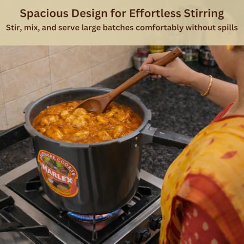 Image of Marlex 13.5 Litres Hard Anodised Pressure Cooker - 5 Year Warranty ISI Certified - Gas Stovetop Compatible - Ideal for Large Family, Commercial Kitchen, Corrosion-Resistant Durable Black Cooker