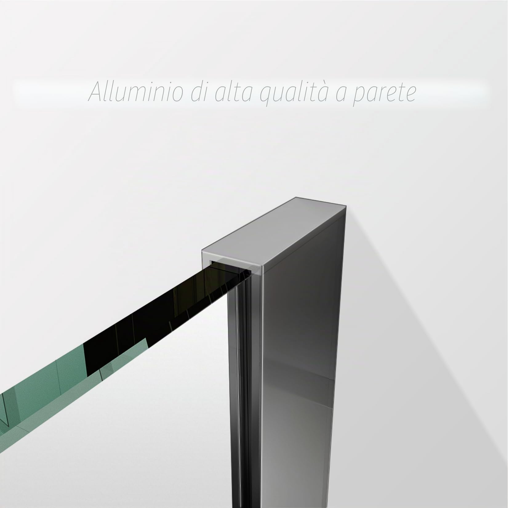 Walk In - Parete doccia da 140 x 200 cm, con nano-rivestimento da 8 mm, vetro ESG, con asta di stabilizzazione (completamente satinato)