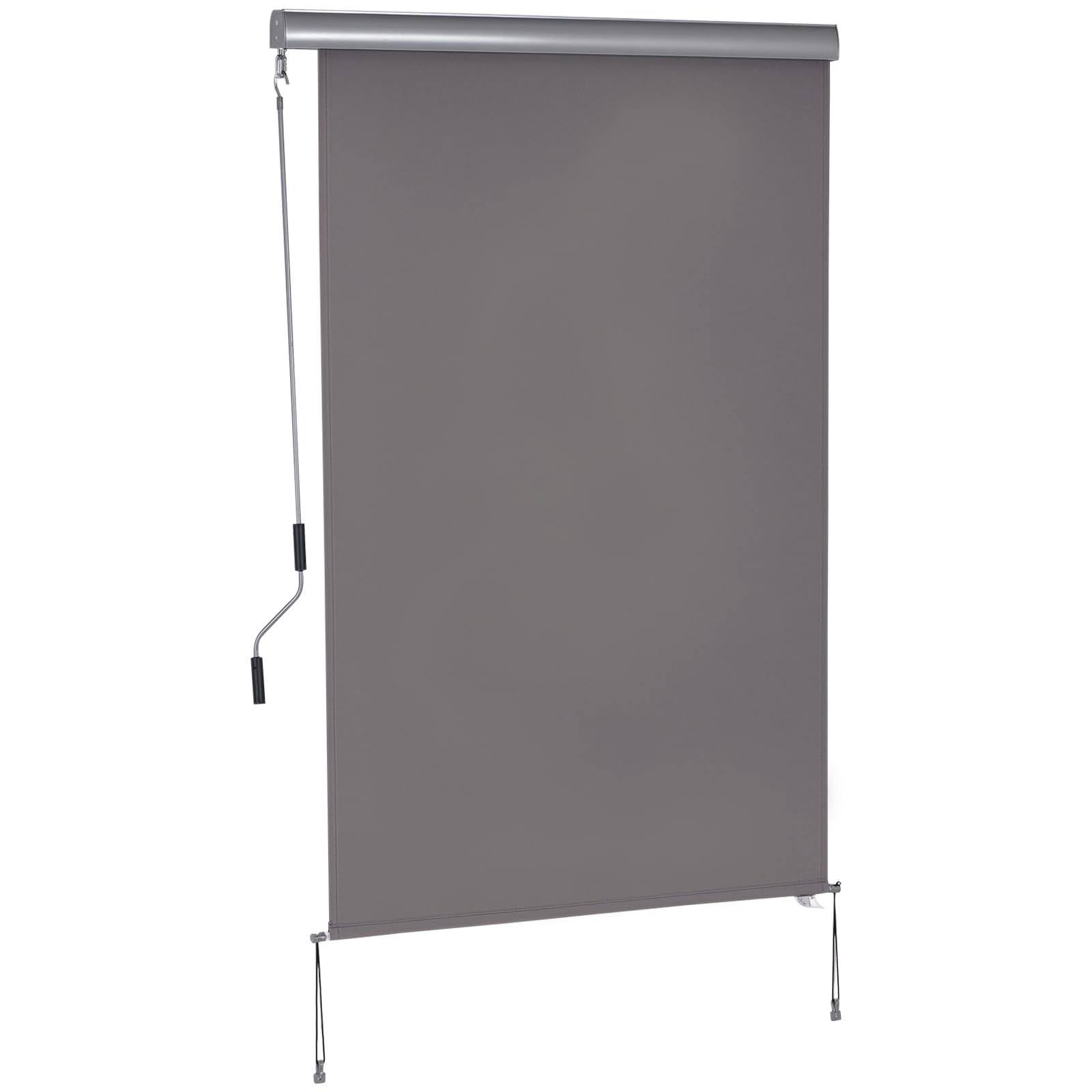 Outsunny Senkrechtmarkise Balkonmarkise mit Handkurbel – 200 x 120 cm, Grau
