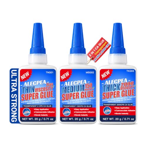 ALECPEA Thin Medium Thick CA Glue Cyanoacrylate Adhesive 60g