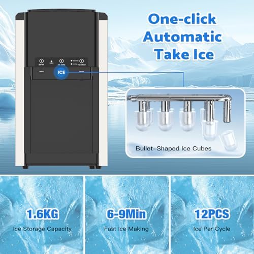 3-in-1 Countertop Ice Maker, 20KG/24H, Crushed Style Ice Crusher and Cube Maker, with Cold Water Dispenser