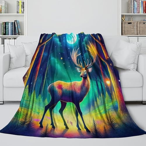 Couverture lit cerf 3D microfibre douce chaude jeté de canapé
