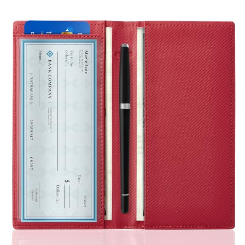 Image of CoBak Checkbook Cover for Women & Men - PU Leather Case with RFID Blocking | Classic Design Check Book Holder for Personal and Business