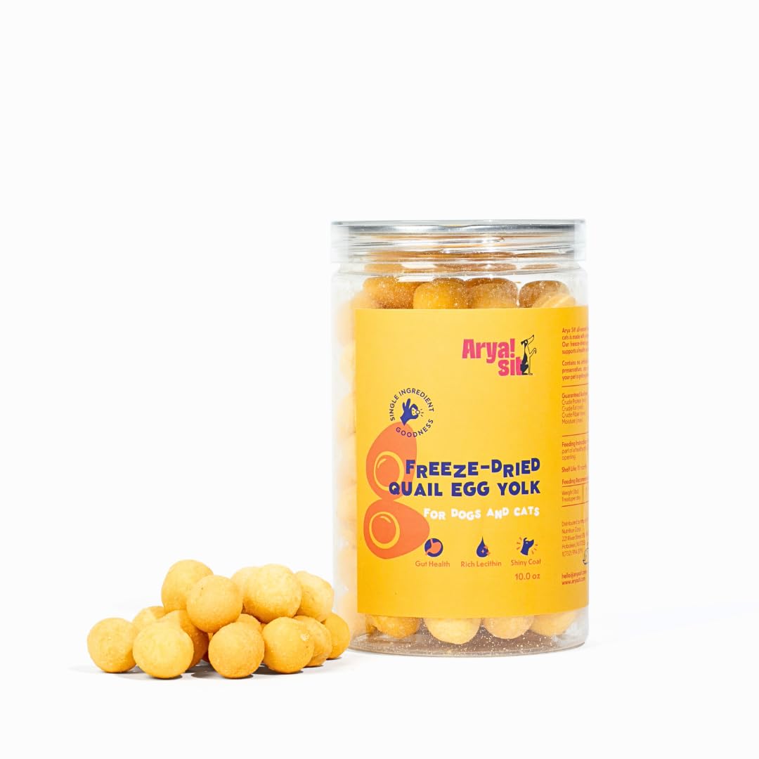 Arya Sit! - Freeze-Dried Single Ingredient Dog Treats (Quail Egg Yolk 10oz)