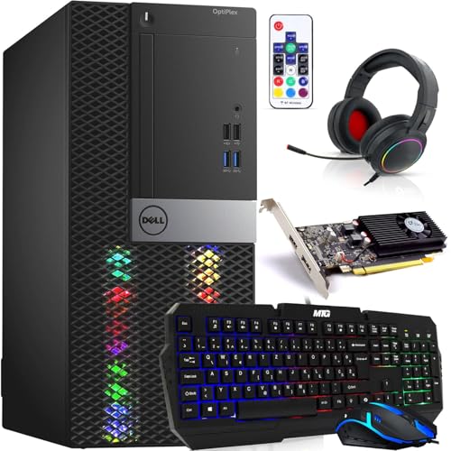 DELL RGB Gaming Tower Computer PC, i7 8th Gen, 32GB RAM, 1TB SSD, RX 6400 4GB, Wi-Fi, HDMI, RGB Keyboard with AI-Enabled Copilot Key, Mouse, Headphones, Win 11 Pro (Renewed)