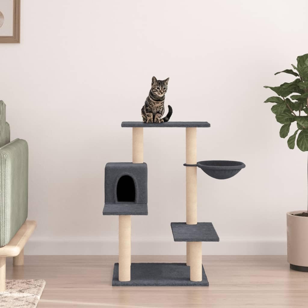 ARKEM Rascador para Gatos con Postes de sisal Gris Oscuro 82,5 cm Rascador para Gatos Alto