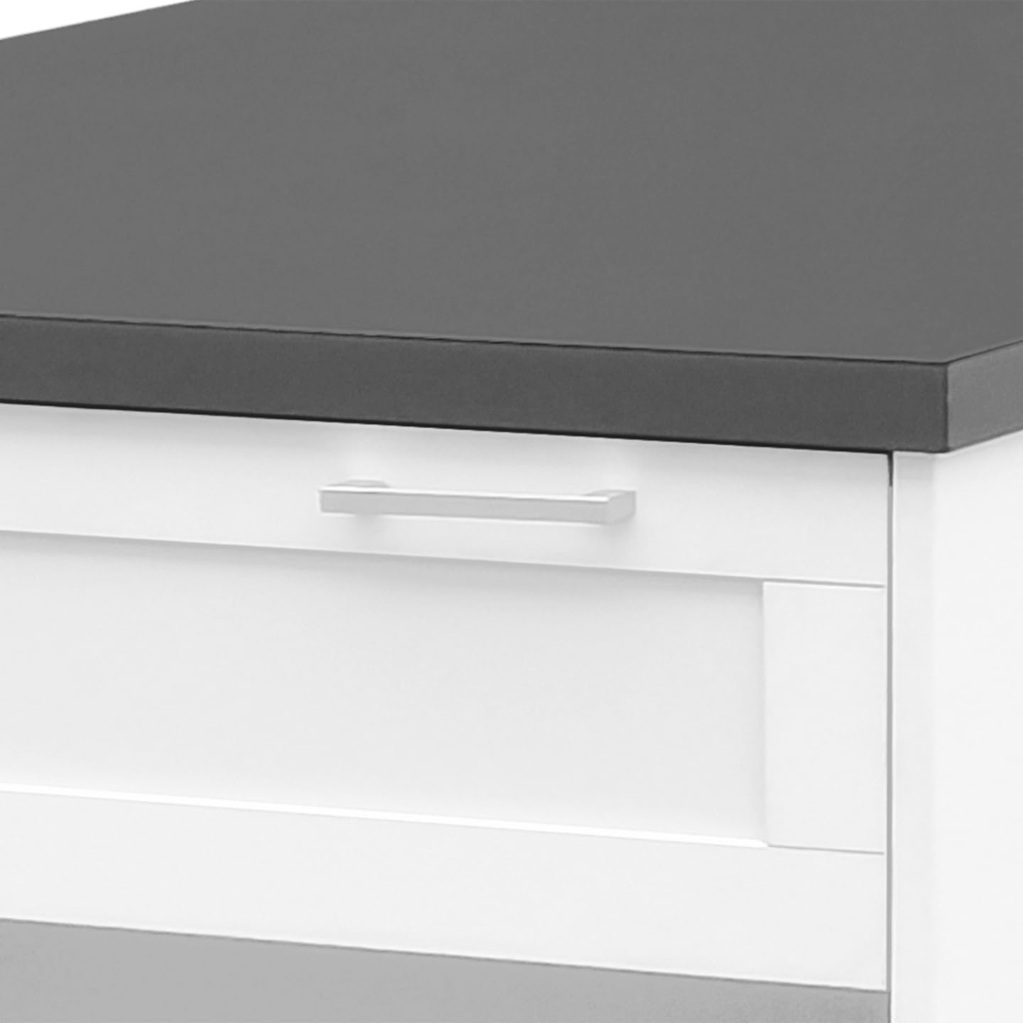 IDMarket - Ilot Central Mange-Debout 4 Personnes VITO 130 cm Blanc et Plateau Gris