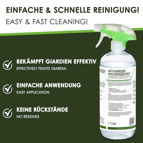 FLOTEX Anti-Giardien Wischkonzentrat 2x1L I Hocheffektives Giardien Desinfektionsmittel für alle Oberflächen I Wirksames Desinfektionsmittel für Giardien für den Haushalt