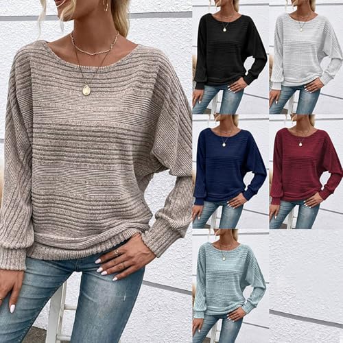 Inauguratei Tops, Inaugureate Clothing Women's Soft Solid Batwing Sleeve Pullover Long Sleeve Top Tunic Pullover Sweaters2
