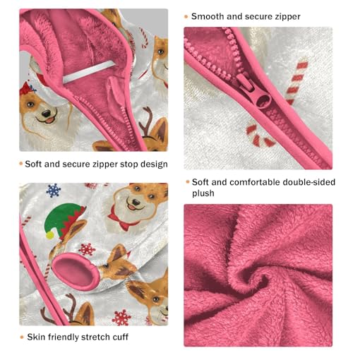 OTVEE Christmas Dogs Animals Pattern Kids Hoodie Jacket Fall Spring Full Zip Warm Outwear Coat3