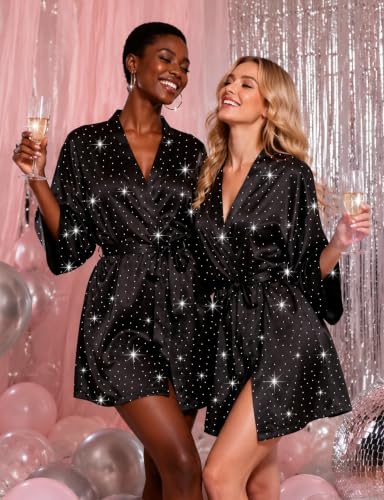Image of Women Silky Satin Robe Wedding Bridal Party Bride Bridesmaid Robes Kimono Loungewear Dressing Gowns
