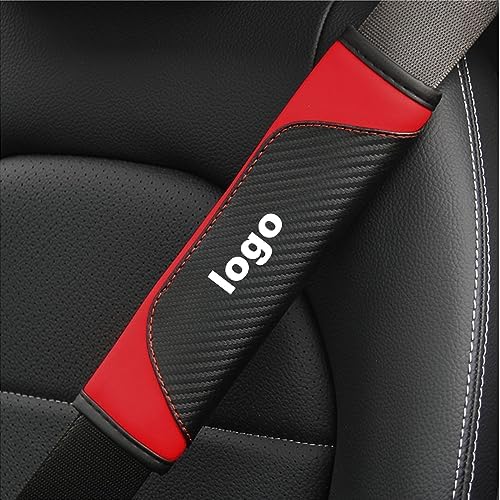 AUCELI 2PCS Car Seat Belt Cover, Carbon Fiber Safety