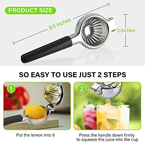 Vakoo Lemon Squeezer, Premium Quality Stainless Steel Squeeze Out Every Drop Of Juice, Max Extraction Most Juice Hand Press Lime Citrus Squeezer, Black #TOP1
