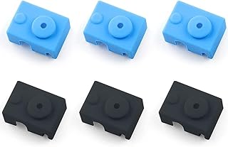 MMOBIEL 3D Printer Heater Block Silicon Sock 6 Pcs - MK7 MK8 MK9 Hotend Silicone Sock Cover MK7 / MK8 / MK9 - Compatible with E3D V6 PT100 - Hot End Extruder Heater Block Nozzle Cover - Black/Blue