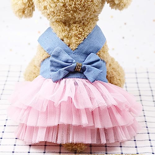 Eurobuy Vestido de malha de fada com laço para cães, macio e respirável, traje para animais de estim