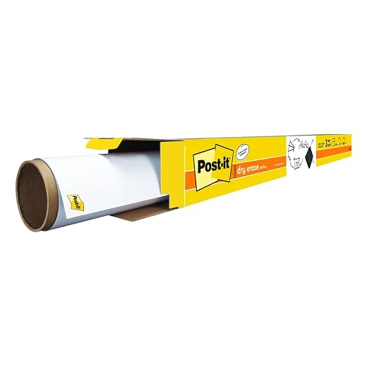 Post-it Dry Erase Whiteboard Film Surface for Walls, Doors, Tables, Chalkboards, Whiteboards, and More, Removable, Stain-Proof, Easy Installation, 4 ft x 3 ft Roll (DEF4X3)