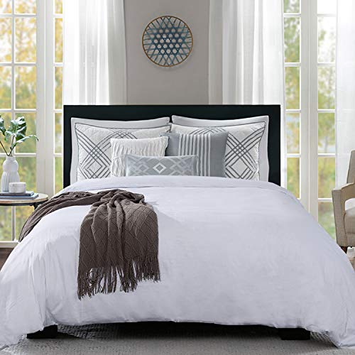 HOMBYS 100% Cotton Duvet Cover Palatial King 120"x98" Comforter Cover White Duvet Protector Cover Soft and Breathable with Hidden Zipper Closure & Corner Ties