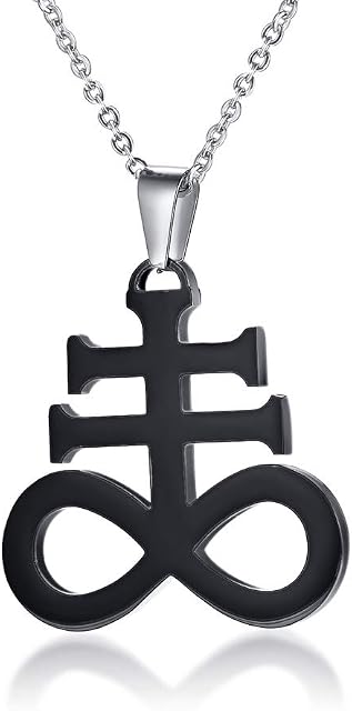 VNOX Stainless Steel Inverted Pentagram Sigil of Lucifer Pagan Occult Seal of Satan Satanic Symbol Pendant Necklace Religious Jewellery,Free Chain