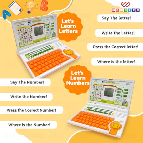 Image of Wembley Kids Laptop Educational Toy for 2-5 Year Old Boys & Girls | Interactive Learning Computer with Alphabet, Letters & Mathematics | Music, Logic & Memory Games | Birthday Gift for Kids