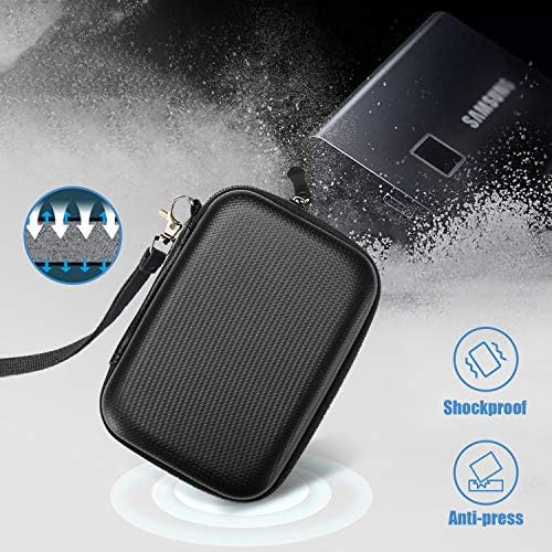 ProCase Samsung T7 / T7 Touch Portable SSD Carrying Case with Silicone Cover, Hard EVA Shockproof Storage Travel Organizer for Samsung T7 Touch Portable 500GB 1TB 2TB USB Solid State Drives -Black