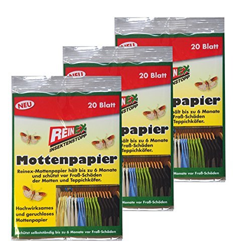 Preisvergleich Produktbild Preisjubel 240 x Reinex Mottenpapier, Mottenfalle, Teppichkäfer, Textil-Motte, Teppichkäfer