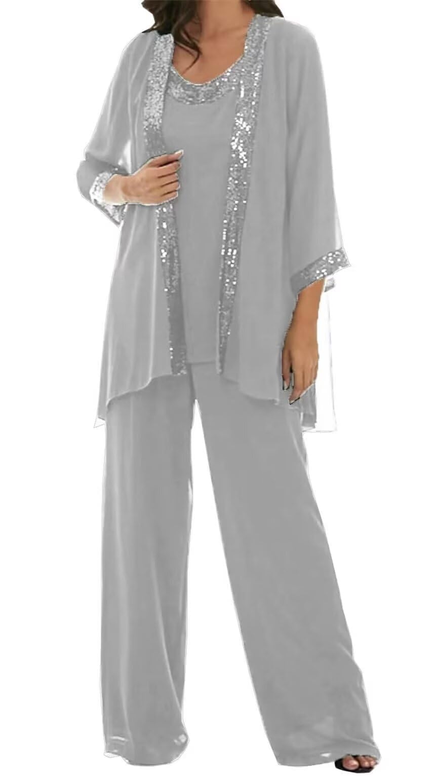 ManDu Mother of The Bride Pant Suit for Wedding Chiffon Jumpsuit Dressy Womens Dresses Formal Outfit