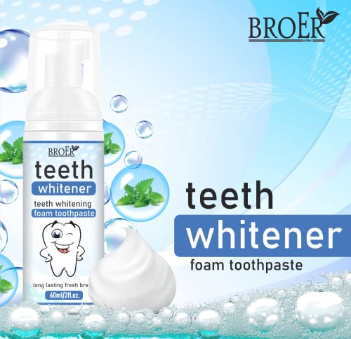 Image of BROER Naturals Teeth Whitener | Teeth Whitening Foam To Remove Yellow Stains, Tobacoo, Tartar and Tobacco Stains - 60ml