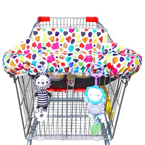 Image of XiOiOiX 2 in 1 Shopping Cart Cover&High Chair Cover for Restaurant Seat, Grocery Cart Cover for Baby Infant Toddler Girl/Boy Reversible, Machine Washable (Colorful)