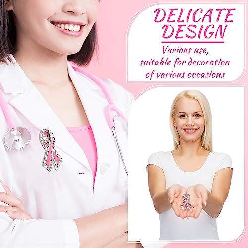 24 Pcs Pink Breast Cancer Pins Ribbon Cancer Awareness Angel Brooch Pin with Rhinestone Design Awareness Accessories Charity Public Social Event Badge for Survivor Gifts4