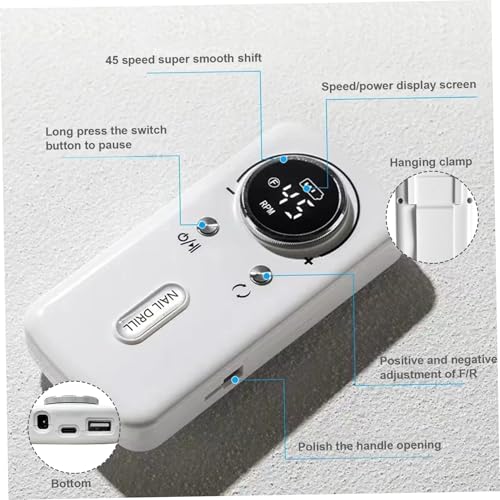 Kit de Taladro Eléctrico para Uñas 45000RPM Recargable miniatura 5