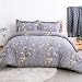 Bedsure Spring Bloom Pattern Bedding Set Full/Queen (90x90 inches) Duvet Cover Set Dark Grey Printed Modern Comforter Cover-3 Pieces-Ultra Soft Hypoallergenic Microfiber