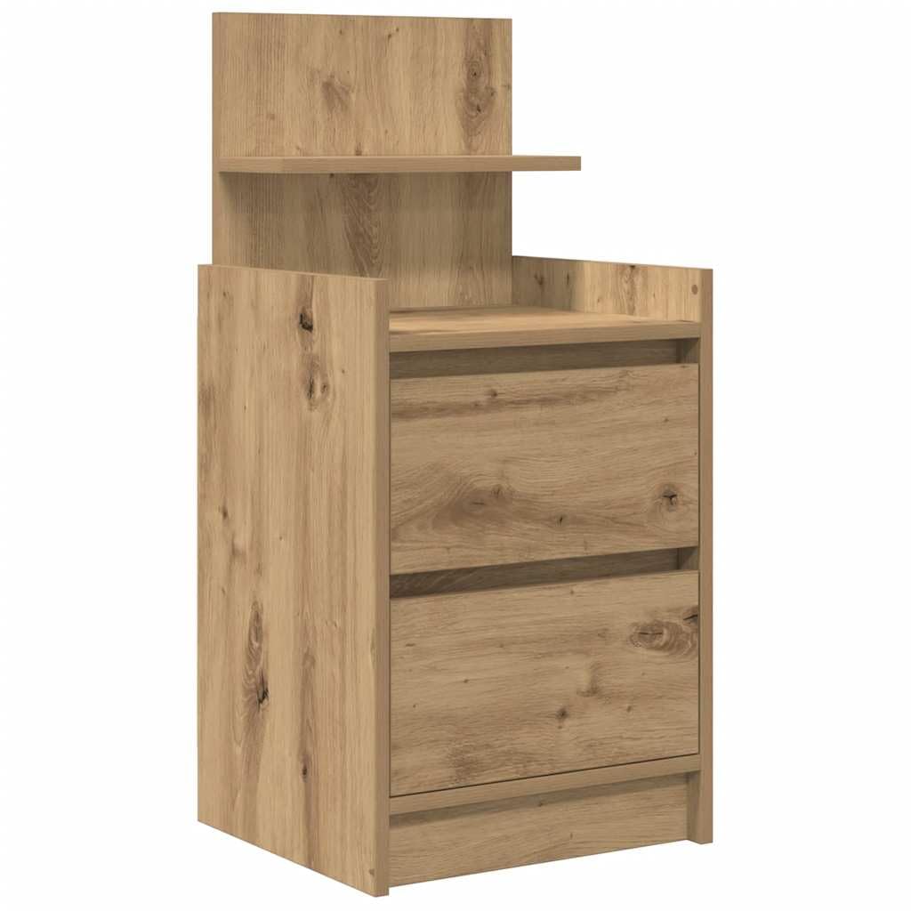 vidaXL Tables de Chevet 2 tiroirs 2 pcs chêne Artisanal 38x34x80 cm, Meuble de Chevet, Table d'appoint, Armoire de lit, Armoire de Chevet